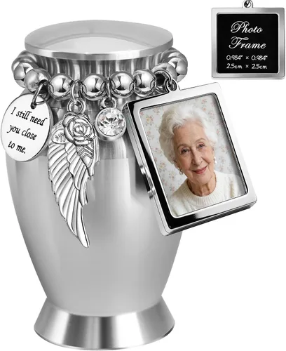 Pequeñas urnas de cremación de recuerdo para cenizas humanas o mascotas con marco de fotos. Sin esperar a la personalización. Mini urna