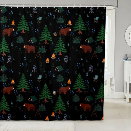 Miniatura 23 de Erosebridal American Flag Shower Curtain 72" Wx72 L Army Green Camo Waterproof Bathroom Curtains Bear Claw Hunting Theme Bathroom Shower Curtain