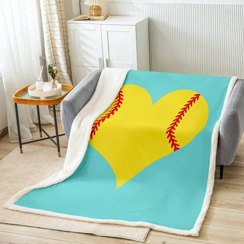 Miniatura 35 de Feelyou Football Throw Blanket Basketball Sports Soft Fleece Sherpa Cozy Fuzzy Plush Warm Soccer Ball Game Fuzzy Plush Throw Black Baseball Gaming