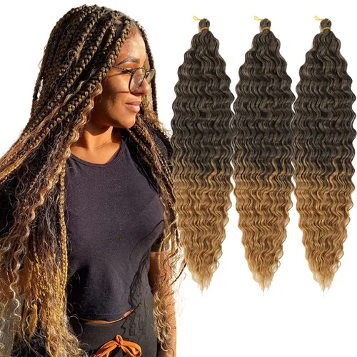Miniatura 23 de 3 trenzas de ganchillo Passion Twist, cabello sintético preseparado para trenzar de 14 pulgadas, 3 paquetes de cabello trenzado pretrenzado