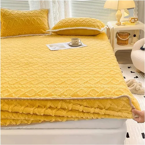Miniatura 9 de TEVTEV Sábana bajera de felpa de terciopelo de franela extra suave, esponjosa, súper gruesa, cálida y acogedora para invierno, con bolsillo profundo