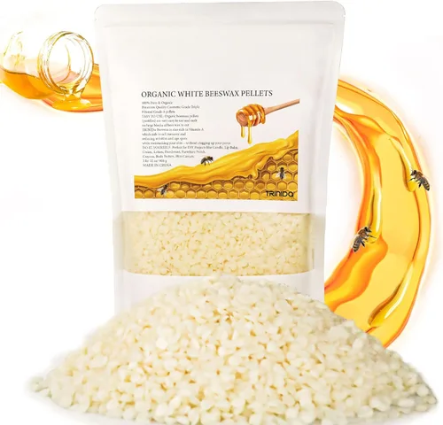 Bolitas de cera de abejas TRINIDa 2 libras (32 oz), cera de abejas blanca orgánica para velas DIY, cera de abejas para la elaboración de velas,