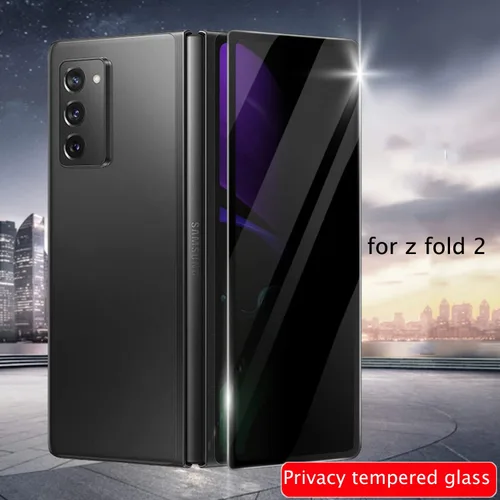 Miniatura 4 de Paquete de 2 protectores de pantalla de vidrio templado de privacidad diseñados para Samsung Galaxy Z Fold 2, protector de pantalla resistente a