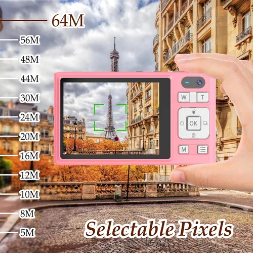 Miniatura 6 de Forc Cámara digital, cámara de fotos 4K con tarjeta de 64 GB, video antivibraciones con zoom 18X, cámara vintage para camping, viajes, vlogging