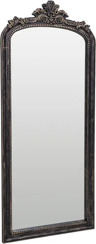 Espejo de longitud completa vintage negro y dorado - 60x25 pulgadas, espejo de pie antiguo inclinado, espejo de pared ornamentado barroco de cuerpo