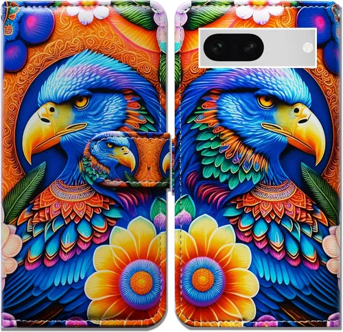 Miniatura 11 de Bcov Pixel 7a - Funda de piel con tapa y función atril para Google Pixel 7a, diseño de flores y mariposas azules Mariposa Azul Flores Rosa