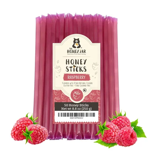 Miniatura 30 de The Honey Jar Palitos de miel lisos, pajitas de miel pura para el té, café o un placer saludable, una cucharadita de miel saborizada por barra