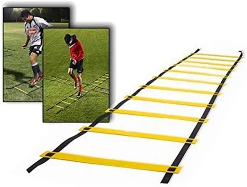 Miniatura 2 de Escalera de agilidad Juego de entrenamiento de velocidad: 8 peldaños 4 M Equipo de entrenamiento de fútbol para niños con 12 conos, bolsa
