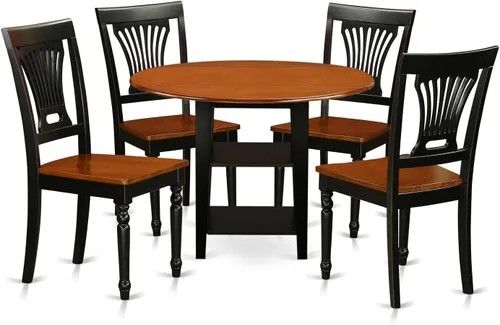 Miniatura 10 de East West Furniture SUPL3-BMK-C - Juego de mesa de comedor de 3 piezas contiene una mesa de comedor redonda con gotas y estantes y 2 sillas