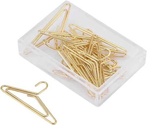 12 clips de papel con forma de colgador, marcapáginas de alambre de metal, clip organizador de documentos, suministros de papelería para oficina,