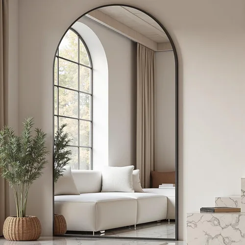 Miniatura 11 de Prywot Espejo arqueado de cuerpo completo, 70"x26" Espejo de pie independiente, Espejos modernos de cuerpo completo con soporte, Espejos de pared