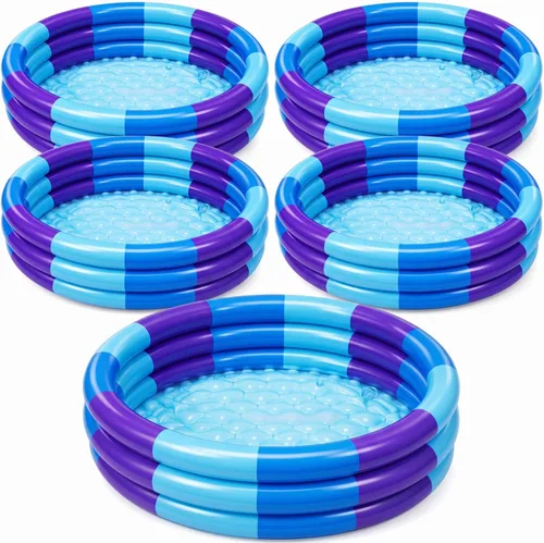 Miniatura 8 de VioraWhite Paquete de 4 piscinas inflables para niños pequeños de 48 x 10 pulgadas, color turquesa, piscina pequeña de 3 anillos redondos