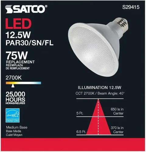 Miniatura 8 de Satco S29415 12.5 vatios; LED PAR30SN; 2700 K; 6 bombillas LED, cumple con California