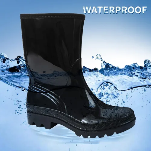Miniatura 70 de DKSUKO Waterproof Womens Rain Boots insulated,Lightweight Rubber fashion Boots in Gardening,Warm and Comfortable Wide Calf Rain Boots with Glossy in