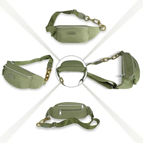 Miniatura 5 de Bolso pequeño de la honda para las mujeres del riñonera de nylon con la correa ajustable, Verde