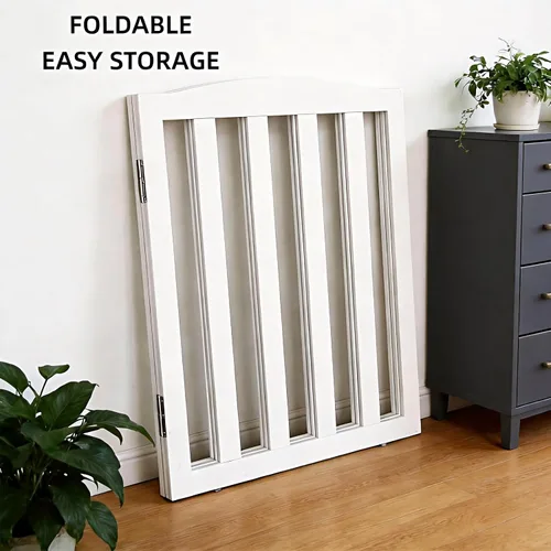 Miniatura 8 de Puerta para Perros Independiente para Interiores, Puerta para Perros Plegable, Puertas para Perros para Entradas, Escaleras o Pasillos, Puerta Blanco