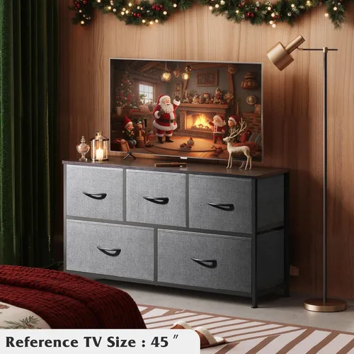 Miniatura 2 de WLIVE - Cómoda para dormitorio con 5 cajones, cómoda amplia de tela, torre de almacenamiento organizadora con cajones de tela para armario, sala