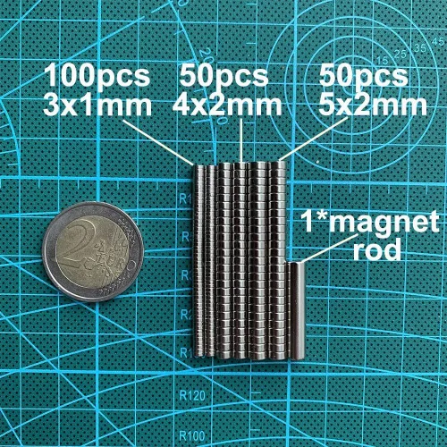 Miniatura 3 de 100 piezas de 0.118 x 0.039 in, 50 piezas de 0.157 x 0.079 in, 50 piezas de 0.197 x 0.079 in (tamaño real) – Paquete combinado de 200 mini imanes
