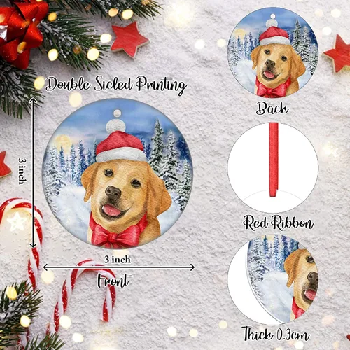 Miniatura 2 de Labrador Retriever Adorno de Navidad para perro para decoración del árbol de Navidad, copo de nieve, adorno de Navidad de invierno, adorno colgante