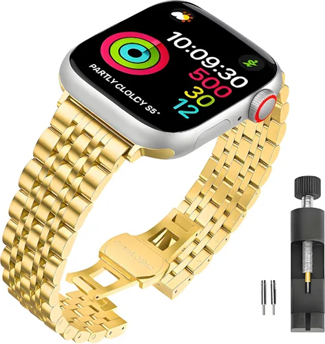 Miniatura 2 de Correa de acero inoxidable compatible con Apple Watch Ultra 2/Ultra/Series 10-1 y SE/SE2, correa de metal ajustable para iWatch de 1.496 pulgadas