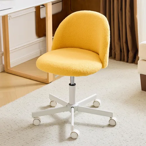Miniatura 9 de VINGLI Silla de caramelo linda silla de escritorio sin brazos, cómoda silla de oficina pequeña con ruedas, silla de tocador, soporte lumbar, silla