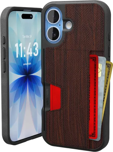 Miniatura 65 de Smartish Funda tipo cartera para iPhone 13 Pro – Wallet Slayer Vol. 2 [delgada + protectora] tarjetero con función atril - Azul sobre verde Blues