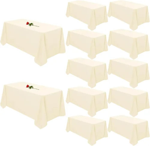 Miniatura 11 de 12 paquetes de manteles blancos, 52 x 52 pulgadas, manteles lavables de poliéster resistentes a manchas y arrugas para mesas cuadradas, mantel