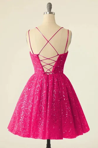 Miniatura 2 de Vestidos de fiesta de lentejuelas con tirantes delgados, brillantes, talla grande, vestidos cortos de graduación para mujer 2024