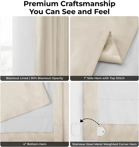 Miniatura 6 de HPD Half Price Drapes Cortinas Opacas de Terciopelo - 84 Pulgadas de Largo 1 Panel Cortina Opaca Signature Plisada para Sala de Estar y Dormitorio