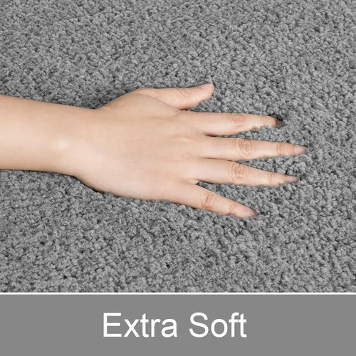 Miniatura 3 de LOCHAS Juego de alfombras de baño de 3 piezas, juego de alfombras de baño largas de microfibra antideslizantes, lavables, juego de alfombras de Gris
