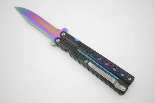 Miniatura 6 de Tac Force cuchillo mango negro con apertura asistida Acero Inoxidable hoja Arco Iris
