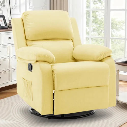 Miniatura 10 de Korser Silla reclinable, silla mecedora giratoria 360 grados para adultos, mecedora pequeña para espacios pequeños, tapizada de tela, reclinable