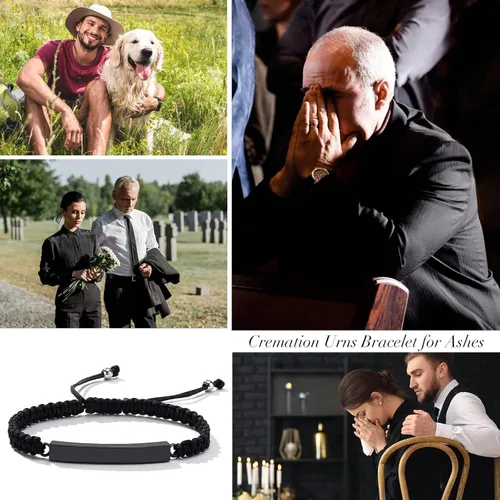 Miniatura 2 de Pulsera de urna personalizada para cenizas, recuerdos de joyería de cremación para mujeres y hombres, pulsera ajustable de cuerda tejida hecha a