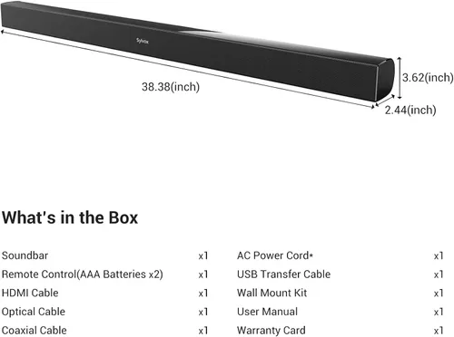 Miniatura 8 de SYLVOX Elf S2 Barra de sonido, barra de sonido Bluetooth para TV IP65 impermeable, altavoz de TV de 60 W con sonido envolvente 3D, modo