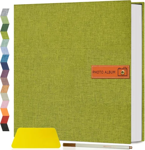 Miniatura 15 de Popotop Álbum de fotos grande autoadhesivo 4x6 5x7 8x10, álbum de recortes DIY, libro de fotos, regalos para mamá, familia, bebé y boda, con Azul