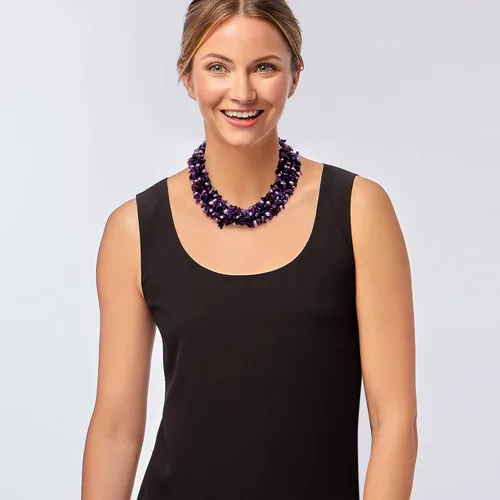 Miniatura 2 de Ross-Simons Collar Torsade de perlas cultivadas de amatista y morada con plata de ley 18 pulgadas Gema multi