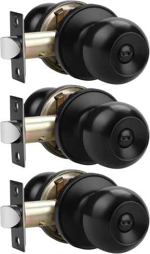 Miniatura 22 de Probrico Paquete de 10 pomos redondos para puerta de cama/baño, función de privacidad para baño/dormitorio, pomos de puerta interior con cerradura