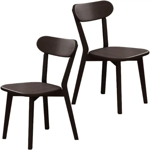 Miniatura 12 de YVYKFZD Sillas de comedor de madera maciza, juego de sillas de cocina con respaldo curvo, silla de comedor sin brazos, silla auxiliar cómoda de Negro
