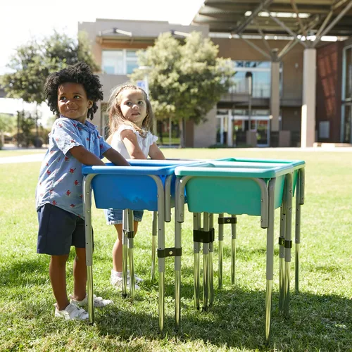 Miniatura 10 de ECR4Kids Mesa de juego ajustable para arena y agua de 4 estaciones, contenedores sensoriales, contemporánea