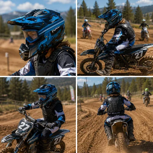 Miniatura 2 de Casco para niños y jóvenes para bicicleta de tierra, motocross, todoterreno, motocicleta, ATV, UTV, bicicleta de calle, Combo de guantes, gafas