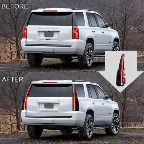 Miniatura 5 de VLAND Conjunto de luces traseras para Chevy Tahoe Suburban 2015-2020, lámpara trasera con DRL y luces antiniebla y señal de giro, enchufar y usar