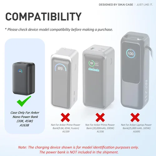 Miniatura 2 de Anker Nano Power Bank (10,000mAh 45W) A1638 Funda protectora con recortes precisos, a prueba de golpes, resistente a los arañazos, a prueba de Negro