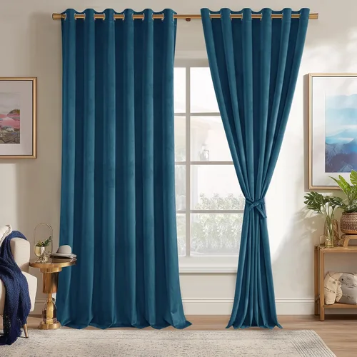 Miniatura 90 de JIUZHEN - Cortinas de terciopelo gris de 63 pulgadas opacas para sala de estar - Cortinas gruesas de terciopelo con ojales para ventana