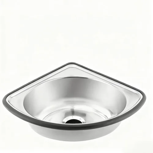 Fregadero de acero inoxidable montado en la pared de un solo cuenco, lavabo triangular grueso para fregadero pequeño para cocina, baño, lavabo