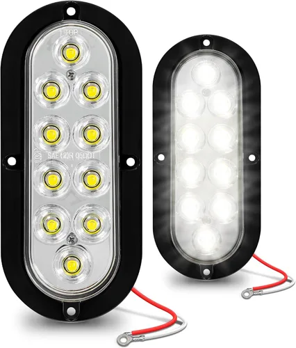 Miniatura 17 de TRUE MODS - Juego de 2 piezas de luces traseras LED ovaladas ámbar de 6 pulgadas para remolque [DOT FMVSS 108 SAE I6P] [montaje en superficie]