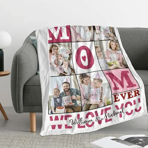 Miniatura 3 de Youltar Regalos personalizados para el día de la madre para mamá, manta de fotos personalizada de hija e hijo, 6 collages de fotos de 30 x 40