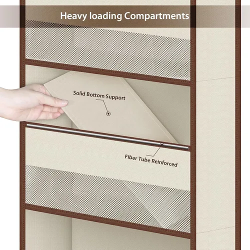 Miniatura 5 de Univivi Organizador para colgar sobre la puerta con 5 estantes de tela, organizador de almacenamiento para puerta con 4 bolsillos grandes y 3