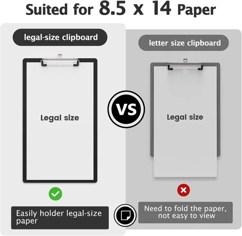 Miniatura 2 de Portapapeles de tamaño legal, tableros de clip negros de 8.5 x 14 pulgadas para abogados, clip de perfil bajo, tablero de escritura, tamaño 9 x 15