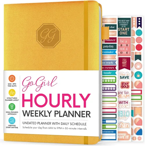 Miniatura 14 de GoGirl Planificador de Horario Semanal – Planificador de trabajo y vida por horas con franjas horarias – Organizador de agenda vertical para Rosa