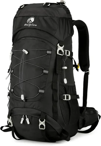 Mochila de senderismo de 60 L con cubierta para lluvia, mochila larga impermeable para hombres y mujeres, mochila de mochila, mochila grande para